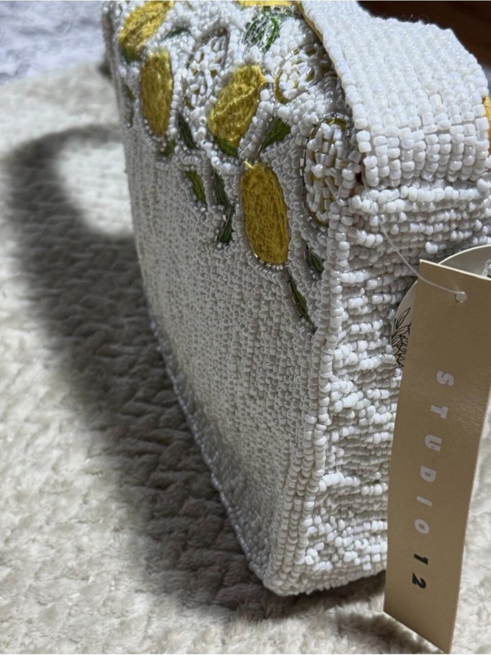 NWT Lemon Beaded Bag TikTok Viral Summer Purse White Yellow Shoulder Bag - Picture 8 of 11